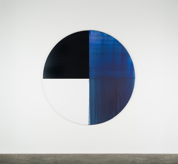 Callum Innes, Exposed Painting Sapphire Blue, 2022, oil on Birch Ply, 70 7/8 x 68 7/8 inches © Callum Innes Courtesy: Sean Kelly, New York/Los Angeles