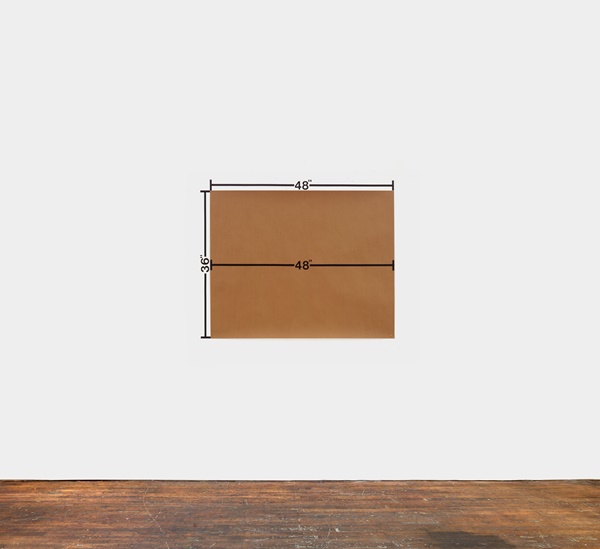 48" Standards (#1), 1969/2024, brown paper stapled to wall, vinyl, 38 3/4 x 50 3/4 inches 