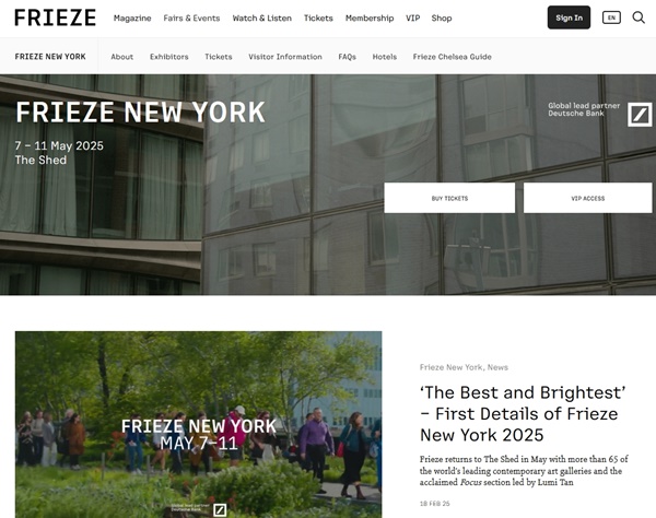 67 galleries at Frieze Art Fair 2025, New York U.S.A. -  May 7 > 11, 2025 @friezeofficial