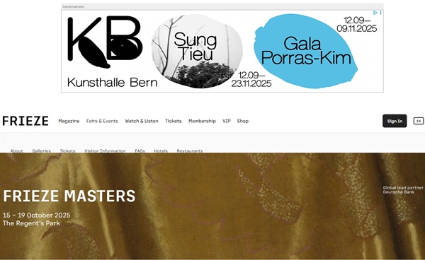 Frieze Masters 2025, London  UNITED KINGDOM - 16 > 19 October, 2025 @Friezeofficial