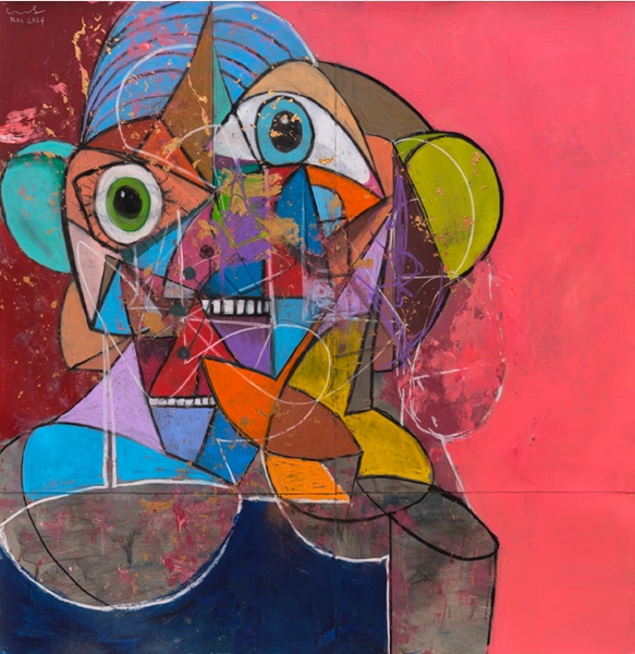 Abstract Male Portrait
2024
Acrylic, pastel and metallic paint on paper
203.2 x 198.1 cm / 80 x 78 in
Photo: Thomas Barratt © George Condo
Courtesy the artist and Hauser & Wirth 