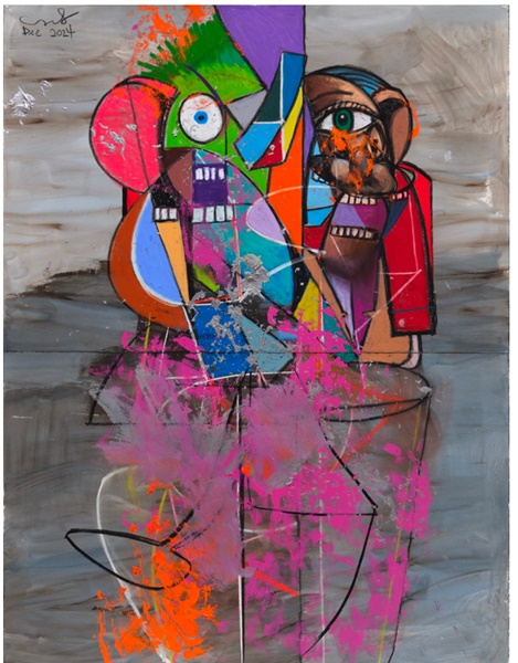 Collision Course
2024
Acrylic and pastel on paper
198.1 x 152.4 cm / 78 x 60 in
Photo: Thomas Barratt © George Condo
Courtesy the artist and Hauser & Wirth 