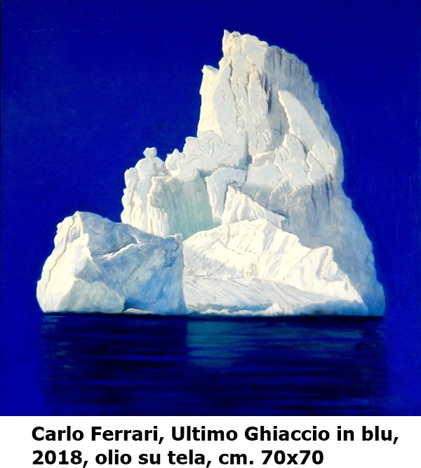 Carlo Ferrari, Ultimo Ghiaccio in blu, 2018, olio su tela, cm. 70x70