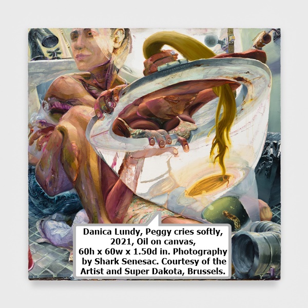 Danica Lundy, Peggy cries softly, 2021, Oil on canvas, 60h x 60w x 1.50d in. Photography by Shark Senesac. Courtesy of the Artist and Super Dakota, Brussels.
