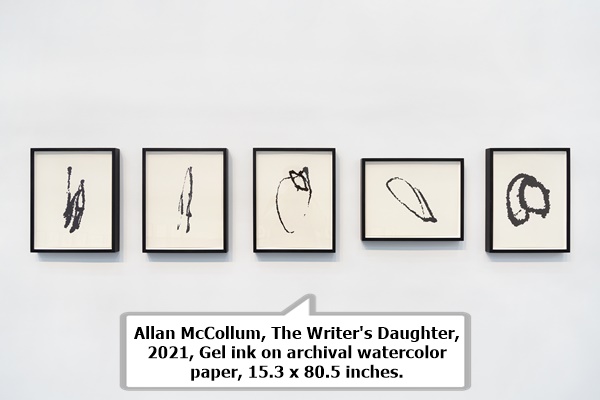 Allan McCollum, The Writer's Daughter, 2021, Gel ink on archival watercolor paper, 15.3 x 80.5 inches.