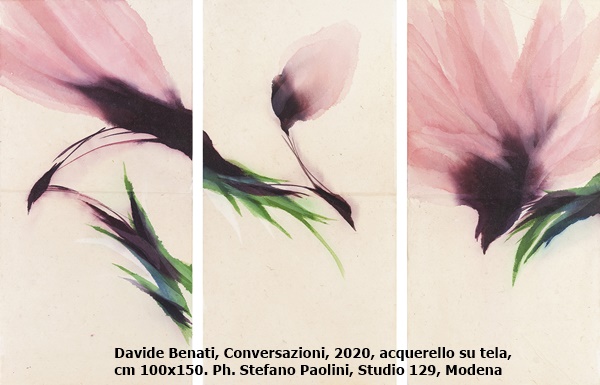 Davide Benati, Conversazioni, 2020, acquerello su tela, cm 100x150. Ph. Stefano Paolini, Studio 129, Modena