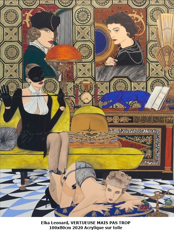 Elka Leonard, VERTUEUSE MAIS PAS TROP
100x80cm
2020
Acrylique sur toile