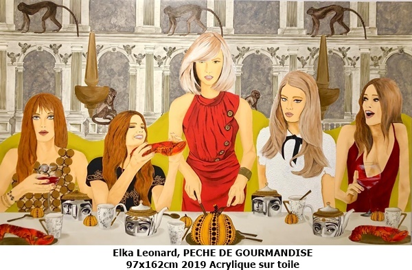Elka Leonard, PECHE DE GOURMANDISE
97x162cm
2019
Acrylique sur toile