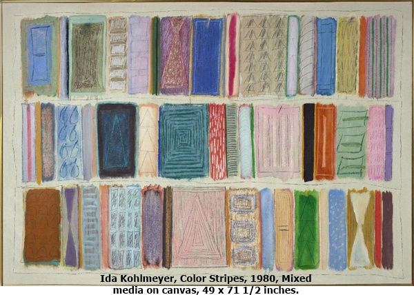 Ida Kohlmeyer, Color Stripes, 1980, Mixed media on canvas, 49 x 71 1/2 inches.