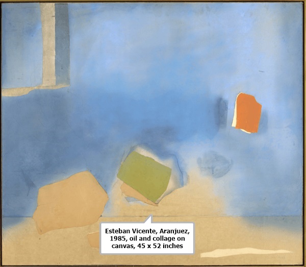 Esteban Vicente, Aranjuez, 1985, oil and collage on canvas, 45 x 52 inches