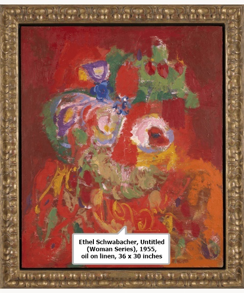 Ethel Schwabacher, Untitled (Woman Series), 1955, oil on linen, 36 x 30 inches