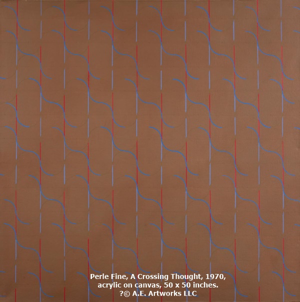 Perle Fine, A Crossing Thought, 1970, acrylic on canvas, 50 x 50 inches.
﻿© A.E. Artworks LLC