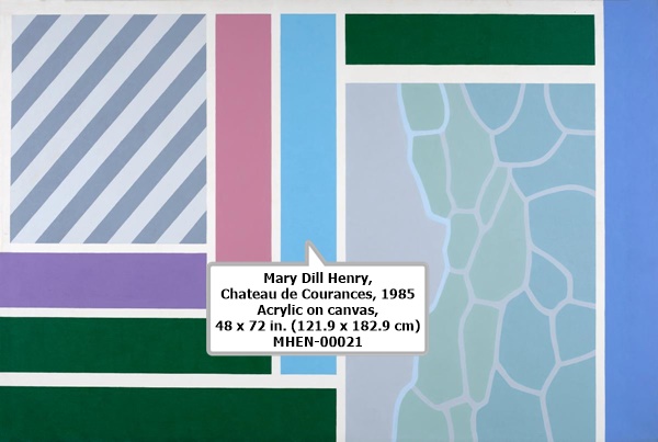 Mary Dill Henry, Chateau de Courances, 1985 Acrylic on canvas, 48 x 72 in. (121.9 x 182.9 cm) MHEN-00021