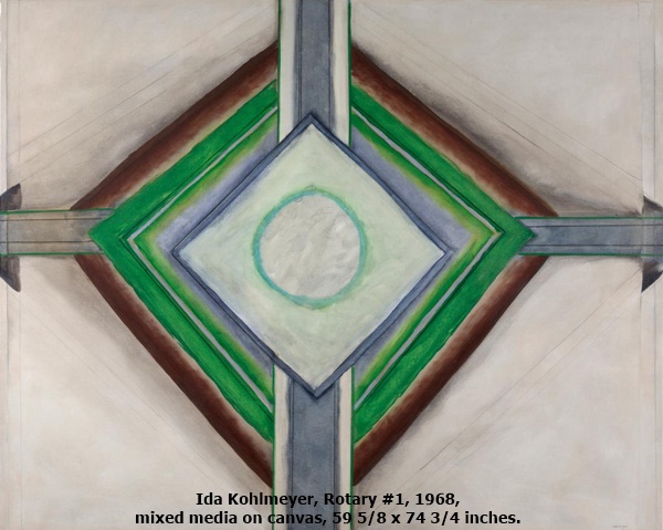 Ida Kohlmeyer, Rotary #1, 1968, mixed media on canvas, 59 5/8 x 74 3/4 inches.