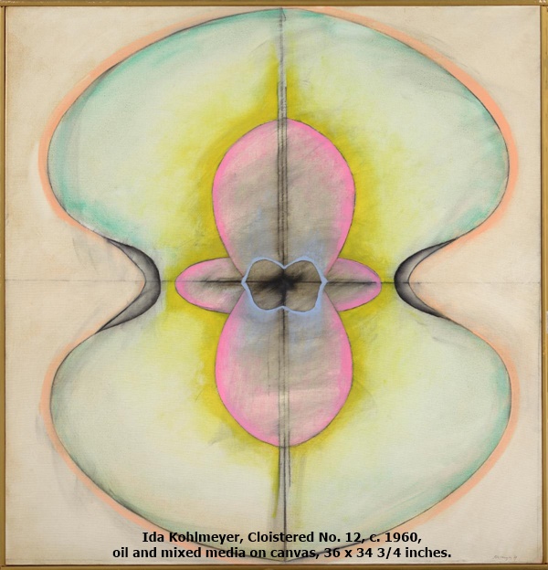 Ida Kohlmeyer, Cloistered No. 12, c. 1960, oil and mixed media on canvas, 36 x 34 3/4 inches.