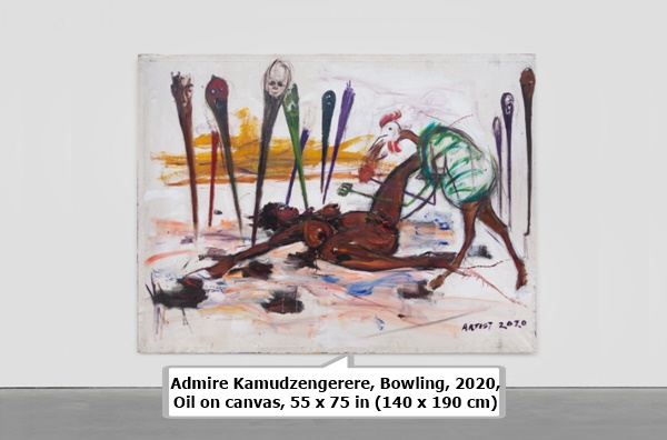 Admire Kamudzengerere, Bowling, 2020, Oil on canvas, 55 x 75 in (140 x 190 cm)