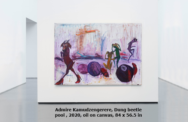 Admire Kamudzengerere, Dung beetle pool , 2020, oil on canvas, 84 x 56.5 in