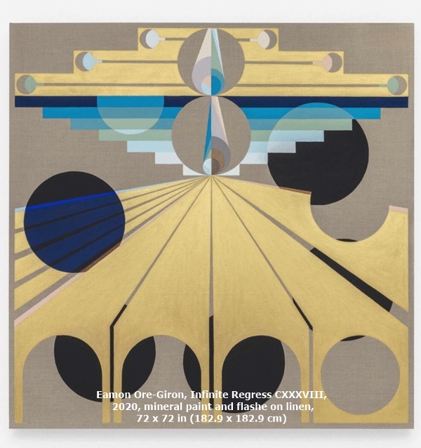 Eamon Ore-Giron, Infinite Regress CXXXVIII, 2020, mineral paint and flashe on linen, 72 x 72 in (182.9 x 182.9 cm)