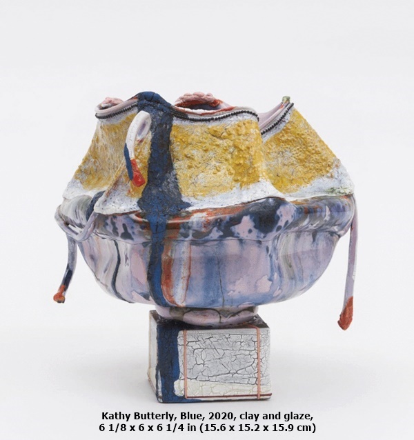 Kathy Butterly, Blue, 2020, clay and glaze, 6 1/8 x 6 x 6 1/4 in (15.6 x 15.2 x 15.9 cm)