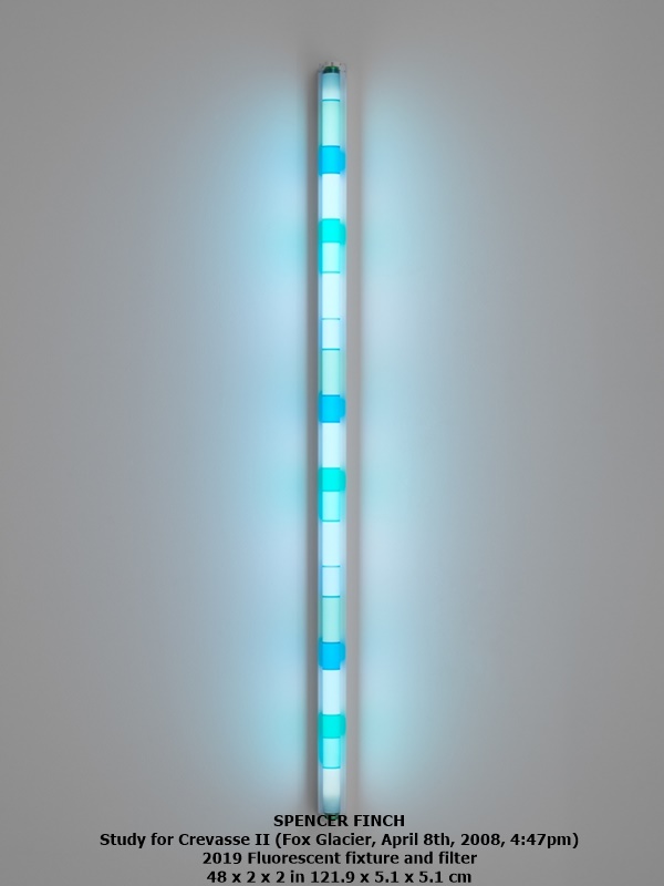 SPENCER FINCH
Study for Crevasse II (Fox Glacier, April 8th, 2008, 4:47pm)
2019 Fluorescent fixture and filter
48 x 2 x 2 in 121.9 x 5.1 x 5.1 cm