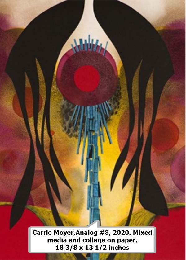 Carrie Moyer,Analog #8, 2020. Mixed media and collage on paper, 18 3/8 x 13 1/2 inches 