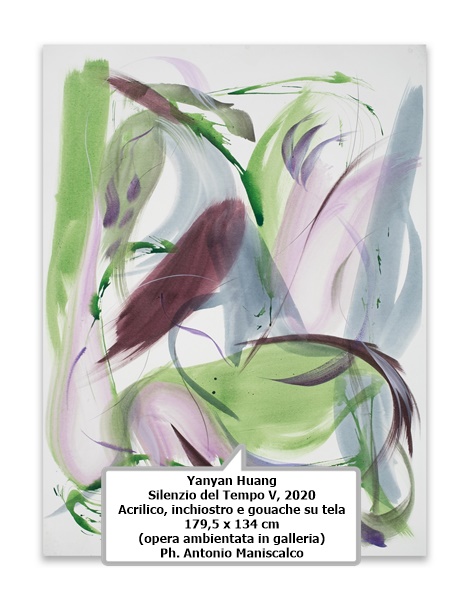 Yanyan Huang
Silenzio del Tempo V, 2020
Acrilico, inchiostro e gouache su tela
179,5 x 134 cm
(opera ambientata in galleria)
Ph. Antonio Maniscalco