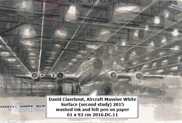 David Claerbout, Aircraft Massive White Surface (second study)
2015
washed ink and felt pen on paper
61 x 92 cm
2016.DC.11