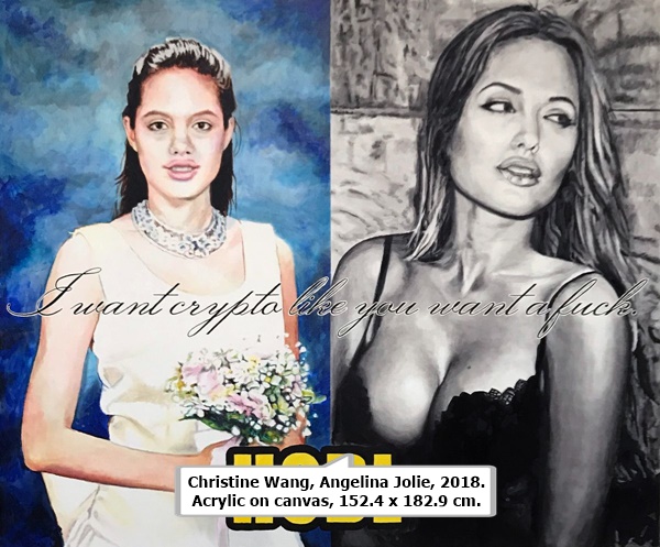 Christine Wang, Angelina Jolie, 2018. Acrylic on canvas, 152.4 x 182.9 cm.