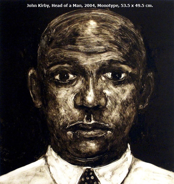 John Kirby, Head of a Man, 2004, Monotype, 53.5 x 49.5 cm.