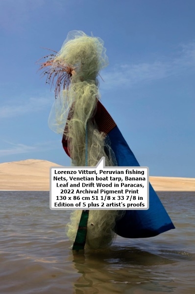 Lorenzo Vitturi
Peruvian fishing Nets, Venetian boat tarp, Banana Leaf and Drift Wood in Paracas, 2022
Archival Pigment Print
130 x 86 cm
51 1/8 x 33 7/8 in
Edition of 5 plus 2 artist's proofs