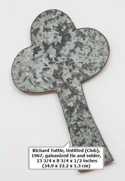 Richard Tuttle, Untitled (Club), 1967, galvanized tin and solder, 13 3/4 x 8 3/4 x 1/2 inches (34.9 x 22.2 x 1.3 cm)