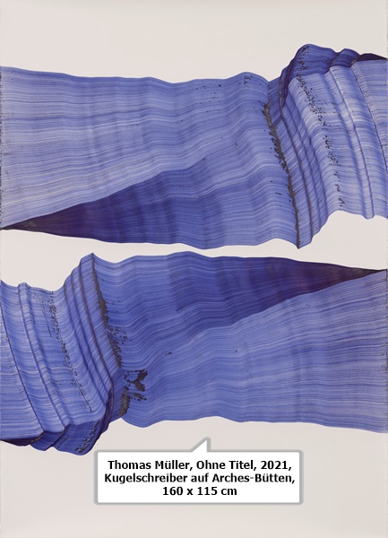 Thomas Müller, Ohne Titel, 2021, Kugelschreiber auf Arches-Bütten, 160 x 115 cm