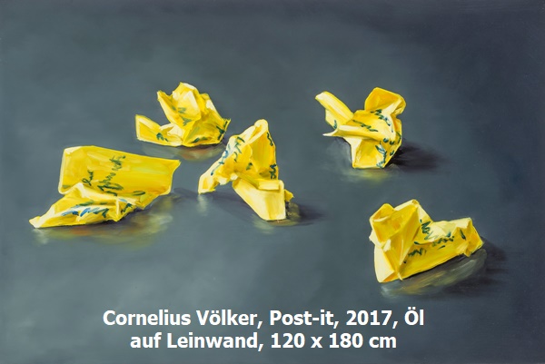 Cornelius Völker, Post-it, 2017, Öl auf Leinwand, 120 x 180 cm