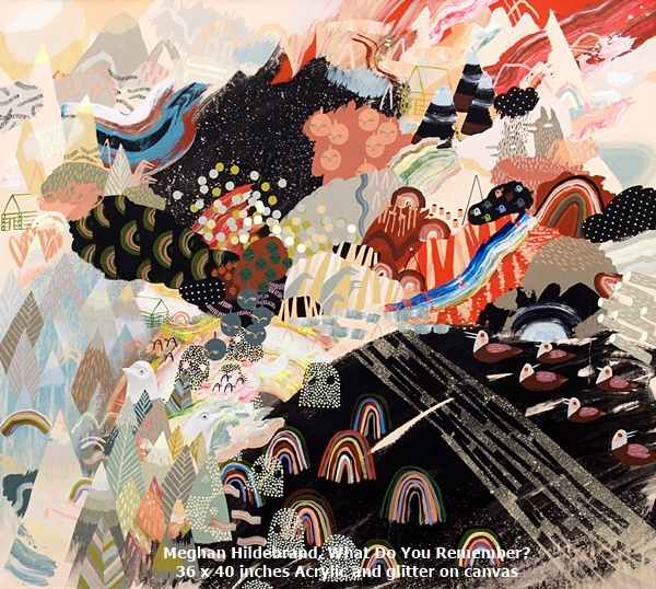 Meghan Hildebrand, What Do You Remember?
36 x 40 inches Acrylic and glitter on canvas