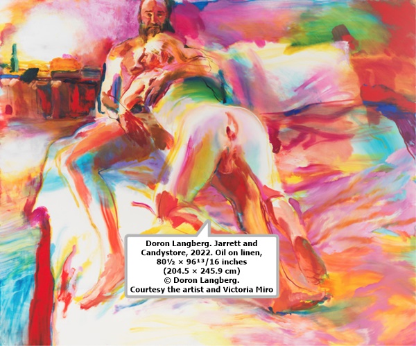 Doron Langberg. Jarrett and Candystore, 2022. Oil on linen, 80½ × 96¹³⁄16 inches (204.5 × 245.9 cm) © Doron Langberg. Courtesy the artist and Victoria Miro