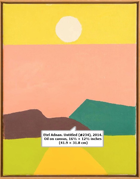 Etel Adnan. Untitled (#234), 2014. Oil on canvas, 16½ × 12½ inches (41.9 × 31.8 cm)