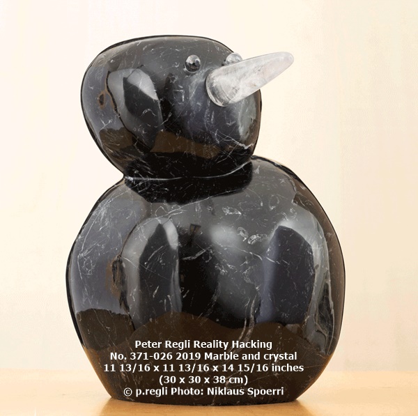 Peter Regli
Reality Hacking No. 371-026
2019
Marble and crystal
11 13/16 x 11 13/16 x 14 15/16 inches (30 x 30 x 38 cm)
© p.regli
Photo: Niklaus Spoerri