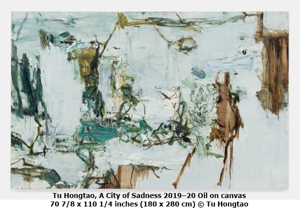Tu Hongtao, A City of Sadness 2019–20 Oil on canvas
70 7/8 x 110 1/4 inches (180 x 280 cm) © Tu Hongtao
