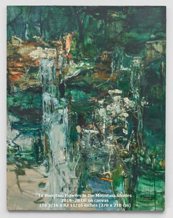 Tu Hongtao, Flowers in the Mountain Shades
2019–20 Oil on canvas 
106 5/16 x 82 11/16 inches (270 x 210 cm)