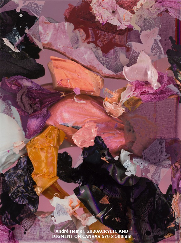 André Hemer, 
2020	ACRYLIC AND PIGMENT ON CANVAS	670 x 500mm