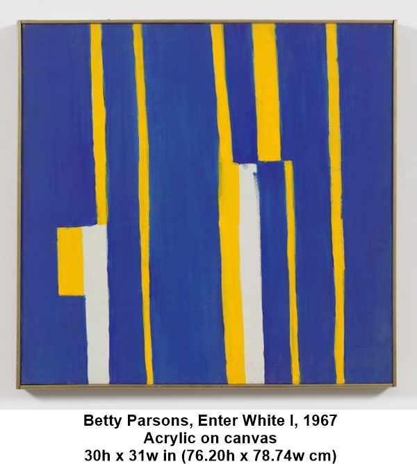 Betty Parsons, Enter White I, 1967
Acrylic on canvas
30h x 31w in (76.20h x 78.74w cm)