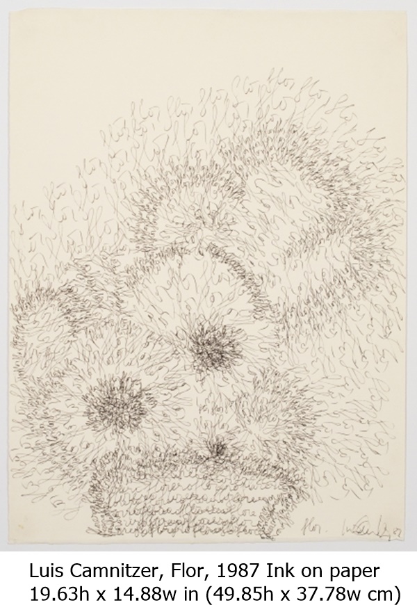 
Luis Camnitzer, Flor, 1987 Ink on paper
19.63h x 14.88w in (49.85h x 37.78w cm)