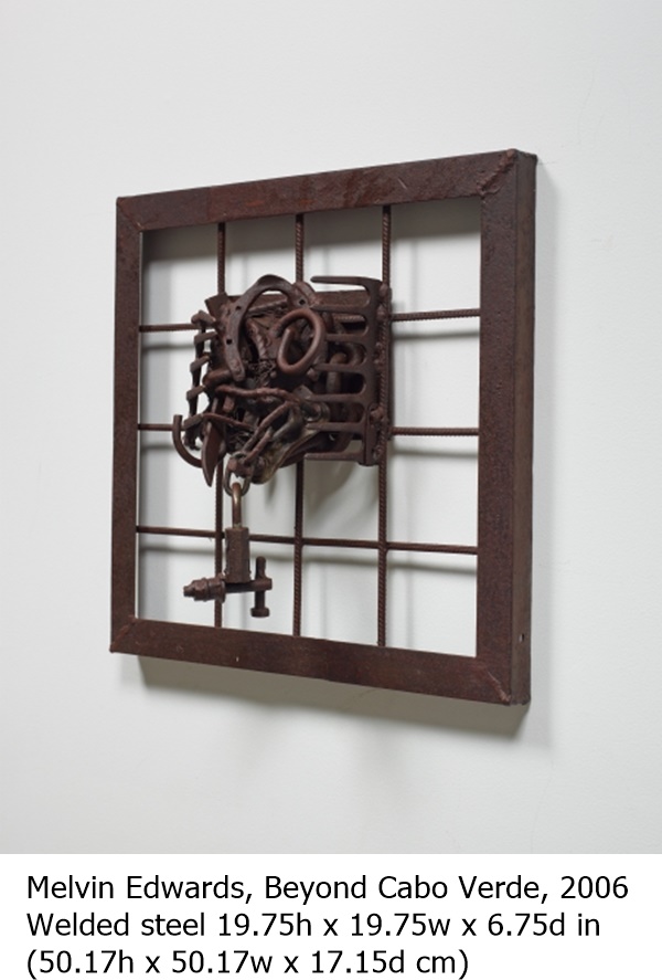 
Melvin Edwards, Beyond Cabo Verde, 2006
Welded steel 19.75h x 19.75w x 6.75d in 
(50.17h x 50.17w x 17.15d cm)
