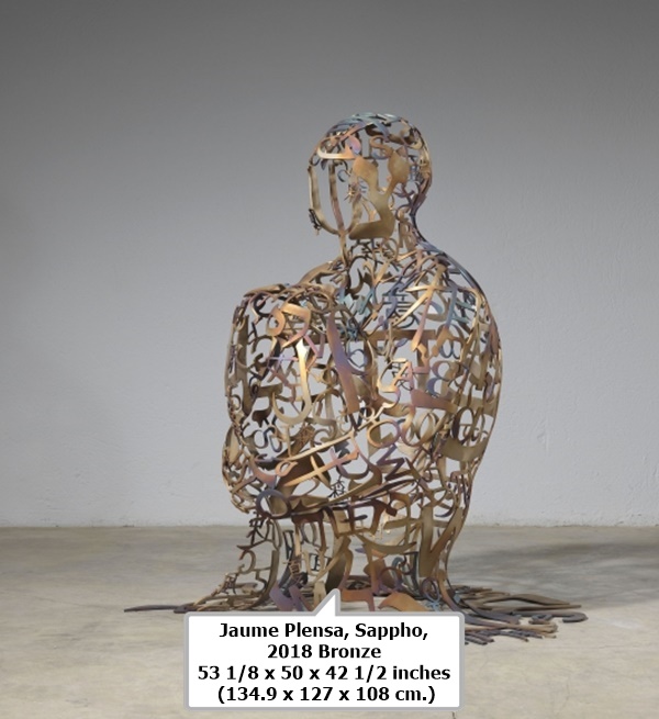 Jaume Plensa, Sappho, 2018 Bronze 53 1/8 x 50 x 42 1/2 inches (134.9 x 127 x 108 cm.)