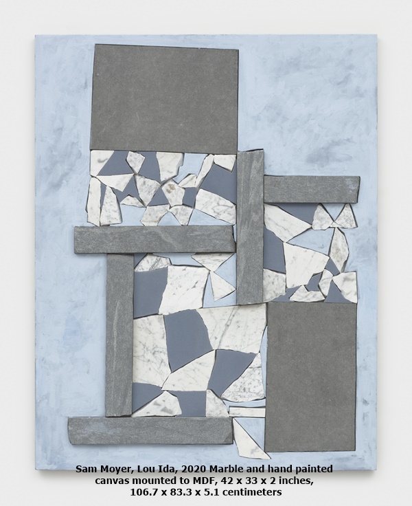 Sam Moyer, Lou Ida, 2020
Marble and hand painted canvas mounted to MDF, 42 x 33 x 2 inches, 106.7 x 83.3 x 5.1 centimeters