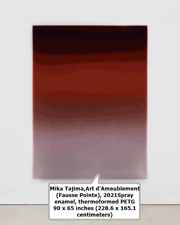 Mika Tajima,
Art d'Ameublement (Fausse Pointe), 2021
Spray enamel, thermoformed PETG  
90 x 65 inches (228.6 x 165.1 centimeters)