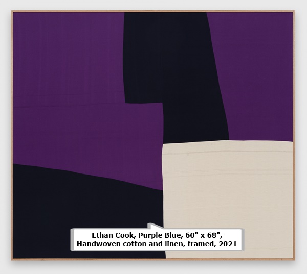 Ethan Cook, Purple Blue, 60' x 68', Handwoven cotton and linen, framed, 2021