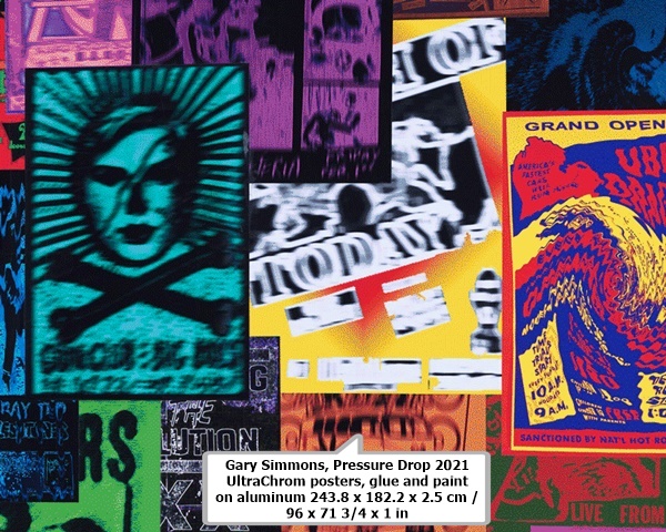 Gary Simmons
Pressure Drop

2021
UltraChrom posters, glue and paint on aluminum
243.8 x 182.2 x 2.5 cm /
96 x 71 3/4 x 1 in