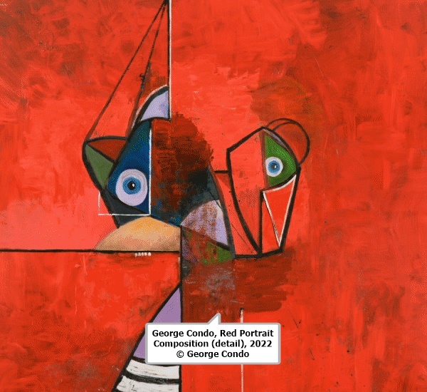 George Condo, Red Portrait Composition (detail), 2022 © George Condo