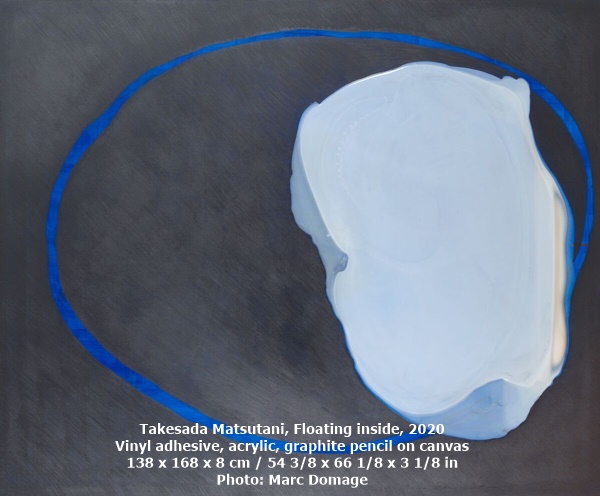 Takesada Matsutani
, Floating inside, 2020
Vinyl adhesive, acrylic, graphite pencil on canvas
138 x 168 x 8 cm / 54 3/8 x 66 1/8 x 3 1/8 in
Photo: Marc Domage
